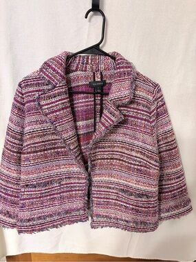 Halogen Pink Multicolor Tweed Cropped Blazer